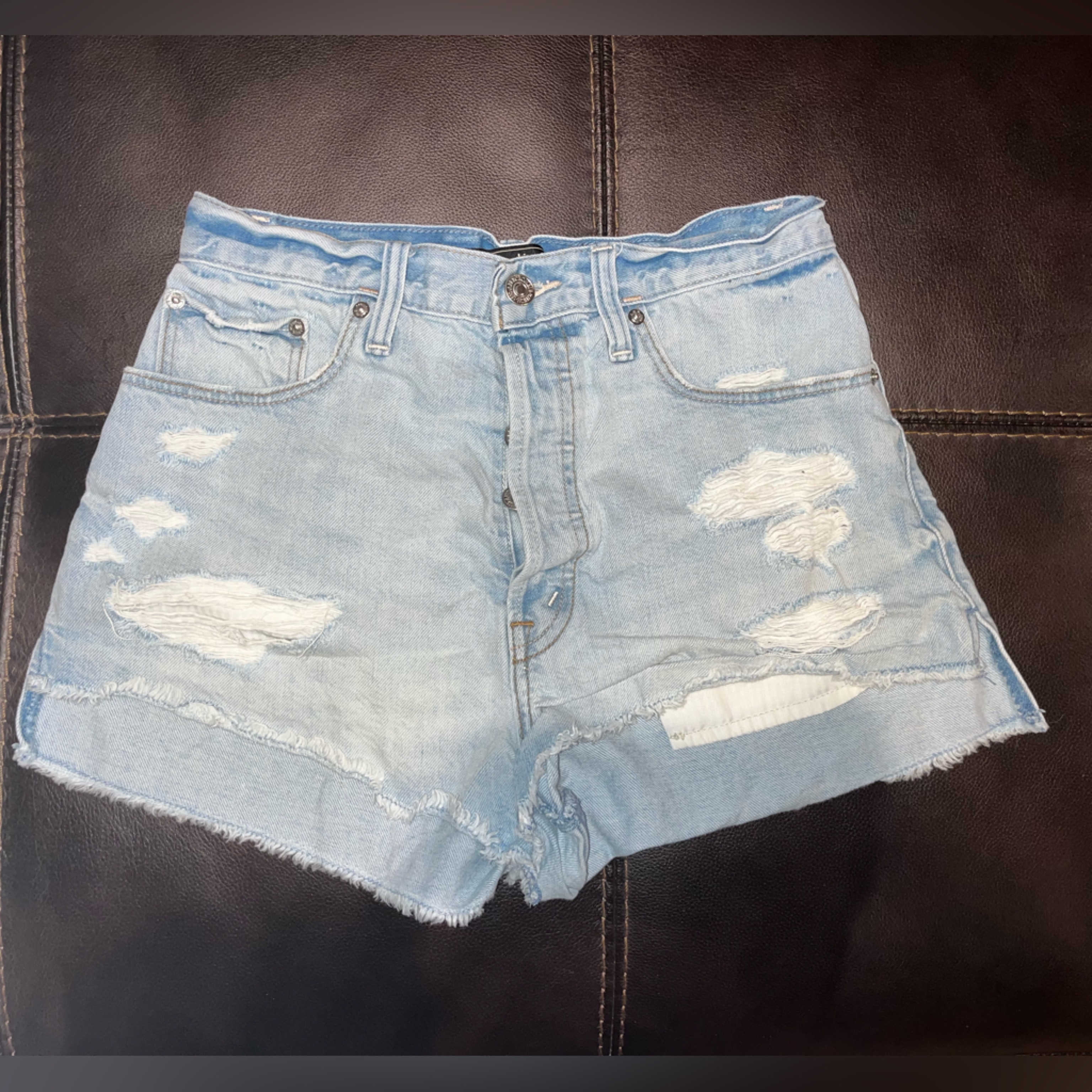 Abercrombie And Fitch High Waist Blue Jean Shorts